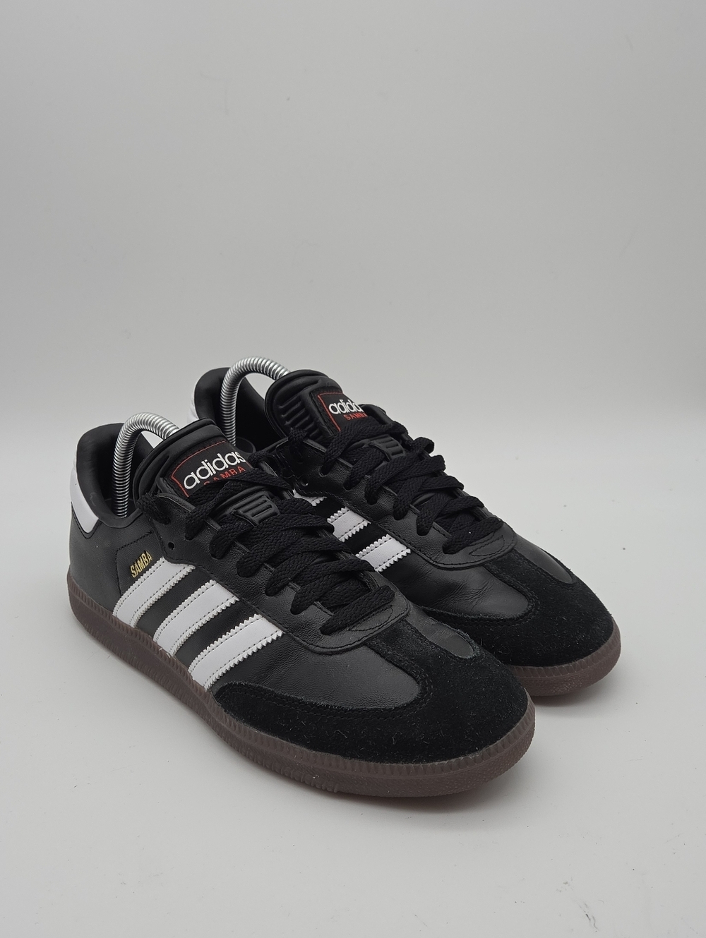 -- Adidas Samba Black White Leather Sneakers Women's 8 - Picture 3 of 9
